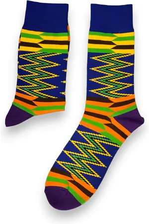 Merkloos Afrikaanse sokken / Afro sokken / Kente sokken - Blauw - Afrika print kousen / Vrolijke sokken