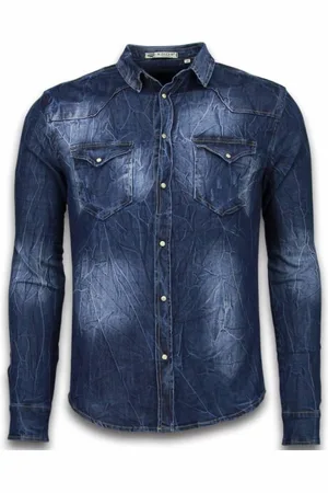 BREAD & BUTTONS Denim Shirt - Spijkerblouse Slim Fit - Vintage Washed