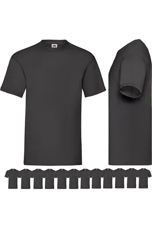 Fruit Of The Loom 12 pack Zwarte shirts ronde hals maat XXXXL (4XL) Valueweight