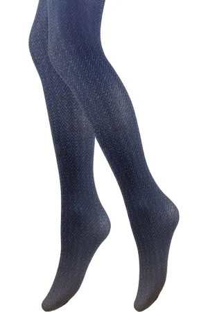Merkloos Panty - Zigzag Motief - 60 Den - /Navy