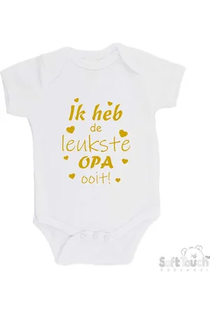 Merkloos 100% katoenen Romper "Ik heb de leukste OPA ooit!" Vaderdag Jongens Katoen