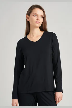 Schiesser Mix+Relax T-shirt - dames shirt lange mouwen modal v-hals