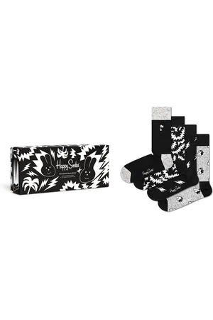 Happy Socks Black & White Socks Gift Set (4-pack) - altijd goed - zwart met wit - Unisex
