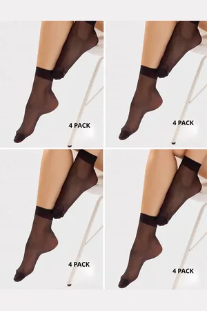 Gabriella 4 paar drukvrije pantysokjes Super, Lycra 15DEN, teengedeelte verstevigd, one size, (nero)