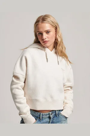 Superdry Vintage Logo Crop Hoodie Beige XL Vrouw