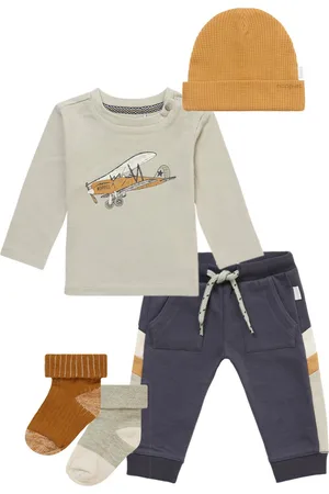 Noppies Kledingset - 5DELIG - Broek Maury India Ink - Shirt Margate Willow Grey - Beanie Mebane Apple Cinnamon - 2 Paar sokjes Maxton