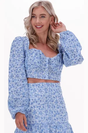 NA-KD Organic Gathered Detail Long Sleeve Blouse Blouses Dames -