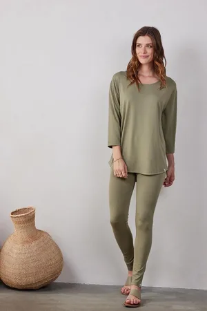 DIDI Dames Loose tee crew 3/4 sleeves in Aloe green maat 44