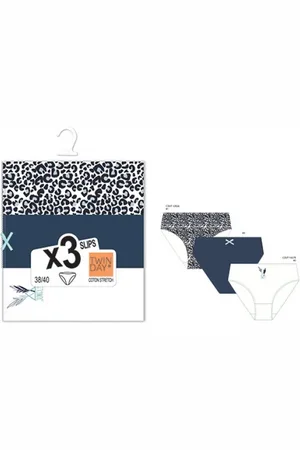 Merkloos 3 stuks dames slips - jungle - -ecru