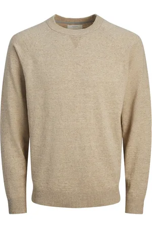 JACK & JONES Miles knit crew neck slim fit - heren pullover katoen met linnen met O-hals - melange
