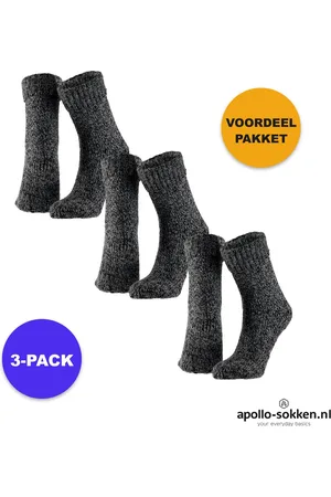Apollo Wollen Huissokken Unisex - 3-Pack Voordeel -