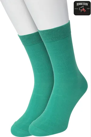 Bonnie Doon Basic Sokken Kinderen Groen maat 27/30 - 2 paar - Unisex - Jongens en Meisjes - Basis Katoenen Sok - Kids - Gladde Naden - Brede Boord - Perfecte Pasvorm - 2-pack - Multipack - Effen - - OL7334012.381