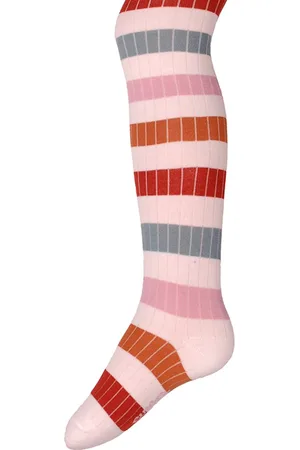 Ewers Kindermaillot Ribstof Off-white met Groene, Roze en Oranjebruine Strepen - Biologisch Katoen (GOTS) - 134/146