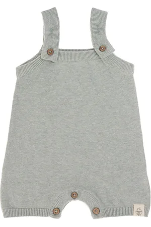 LÄSSIG Baby gebreide Jumpsuit GOTS Garden Explorer aqua grey 62-68, 2-6 mnd