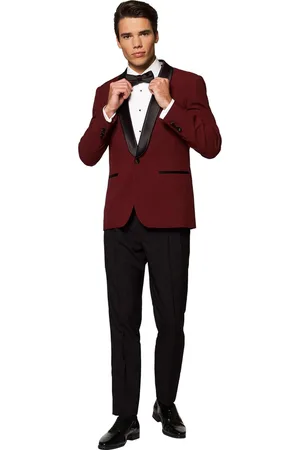 OppoSuits Hot Burgundy - Heren Tuxedo Smoking met Vlinderdas - Chique - Rood