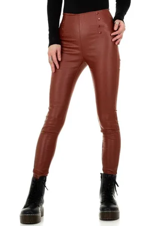 Merkloos Dames Legging leder bordeaux