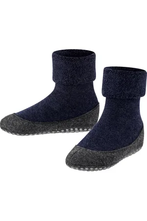 Falke Cosyshoe Minis antislip noppen merinowol huissokken pantoffels kinderen blauw