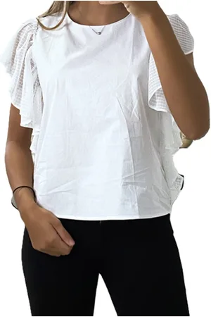 Merkloos Dames Blouse met tule ruffel mouwen