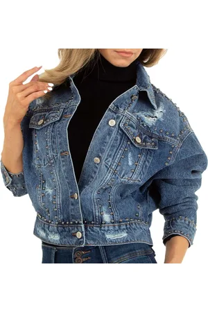 Merkloos Dilena fashion spijker jack raw used studs