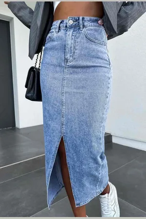 Merkloos Estee Brown Spring Summer 2024Light Denim Long Skirt -Denim- Dames rok