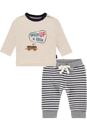 Noppies Kledingset - 2delig - Broek Ahidud gestreept - Shirt Oatmeal Massena met print