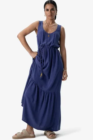 Sissy-Boy Blauwe maxi jurk met gevlochten riem
