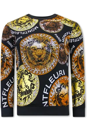 TONY BACKER Heren Sweater met Print - Leeuw Head - 3727