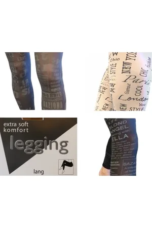 Merkloos Legging met verschillende opschriften - prijs per 3 stuks - 70 denier