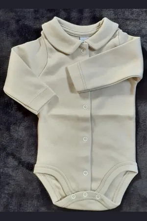 BABIDU Romper | kraagje | knoopjes voor | 1180 | Créme | Lange Mouw | 12 maand | maat 80