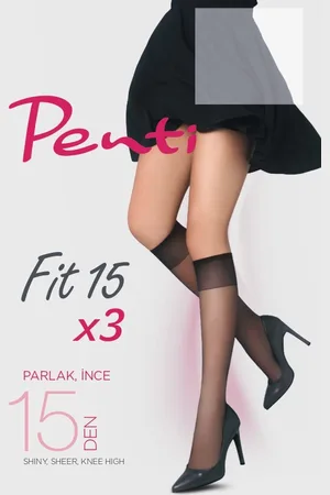 Penti Dames Kniekousen | Pantykousen | Pantykousjes Set Fit 15 Denier 3 PACK -