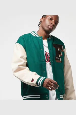 FUBU College Varsity Jacket green/creme/brown