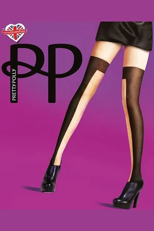 Pretty Polly Panty - Fashion - Contrast - Mock - Hold Up Panty - One Size - 36/42 - Zwart