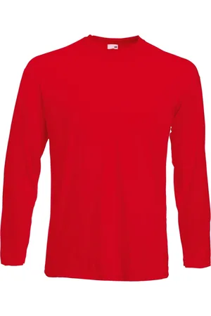 Fruit Of The Loom Heren Valuegewicht T-shirt met ronde hals en lange mouwen