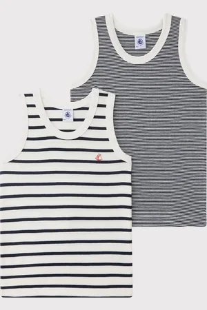 Petit Bateau Set van 2 gestreepte jongenshemdjes Jongens Onderhemd