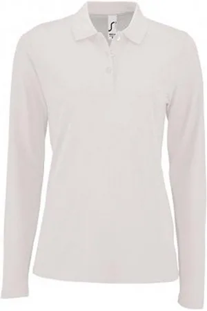 AWDis SOLS Dames/dames Perfecte Lange Mouw Pique Polo Shirt