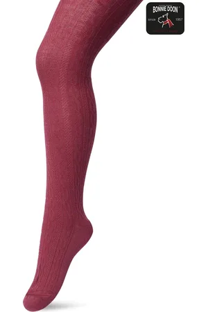Bonnie Doon Bio Kabel Maillot Meisjes Donker Roze maat 92/110 XS - Ingebreid Kabel patroon - Biologisch Katoen - Uitstekend draagcomfort - Classic Cable Tights - OEKO-TEX - Gladde Naden - Klassiek - Roze/Rood - - BP213901.280