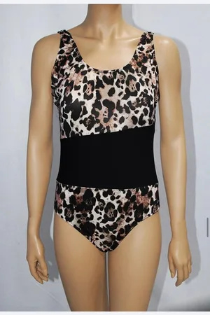 Merkloos Badpak met zwarte blok- Vrouwen zwempak swimsuit zwemkleding413-