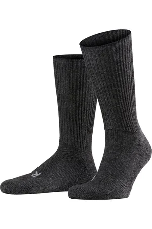 Falke Walkie Ergo ademend hoge kwaliteit verwarmend thermo met elastiek warme dikke trekking hoog lang Merinowol Grijs Unisex sokken
