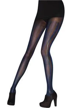 Pretty Polly Panty - Fashion - Wetlook - zwart blauwe - verfstrepen - One Size - 36/42 - Zwart/Mix
