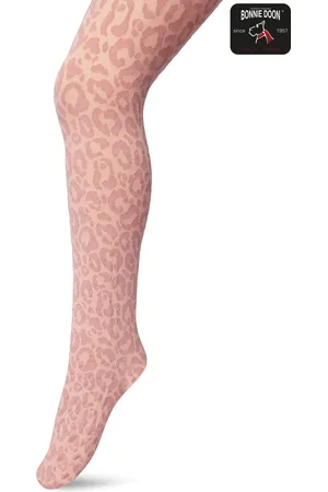 Bonnie Doon Kinder Panty met Panter Print 100 Denier maat 140-158 M Licht Roze - Uitstekend Draagcomfort - Meiden Panty - Meisjes - Kinderen - Kids - Zebraprint - Dierenprint - Gladde Naden - Perfecte Pasvorm - - BP213904.272