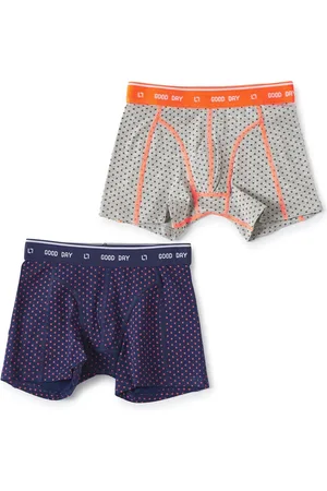Little Label Boxershorts 2-pack - dark blue cross & grey melee cross 4Y - maat: 98/104 - bio-katoen