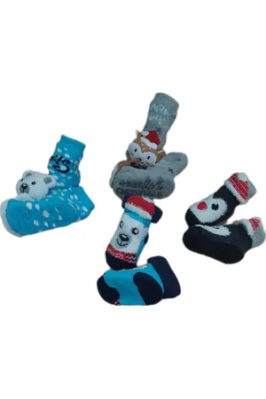 Apollo Baby - Kerstsokken - Set van 4 paar - Huissokken - Sokken - Unisex - kinderen - New Born - Warme wintersokken - Anti-slip - Kleur Meerkleurig
