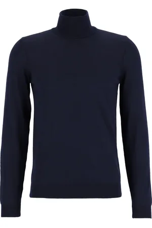HUGO BOSS BOSS Musso - heren trui wol - slim fit coltrui - donkerblauw