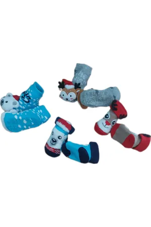 Apollo Baby - Kerstsokken - Set van 4 paar - Huissokken - Sokken - Unisex - kinderen - New Born - Warme wintersokken - Anti-slip - Kleur Meerkleurig