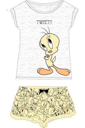 Merkloos Tweety shortama/pyjama katoen /geel maat 140