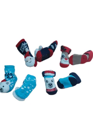 Apollo Baby - Kerstsokken - Set van 4 paar - Huissokken - Sokken - Unisex - kinderen - New Born - Warme wintersokken - Anti-slip - Kleur Meerkleurig