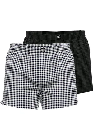 Bugatti Heren boxershorts geweven wijd model met gulp (2-pack) - zwart geruit