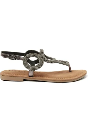 Lazamani Gita Leren Dames Sandalen Pewter