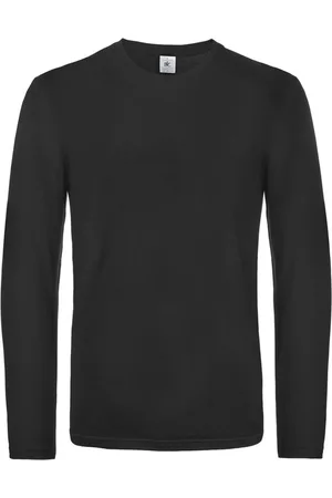 B and C Basic longsleeve t-shirt - - heren - katoen - 145 grams - basic zwarte lange mouwen shirts / kleding XL