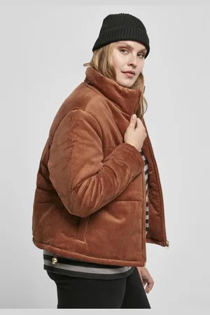 Urban classics Corduroy Puffer winterjas - L - Bruin